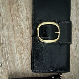 Coach Black Wristlet with Gold Accent
